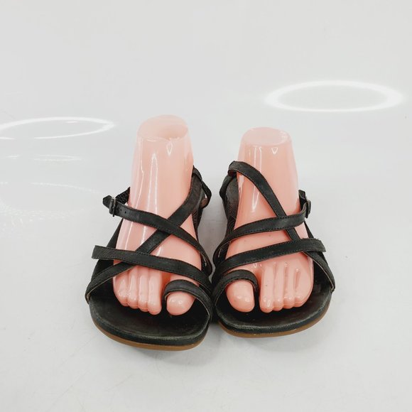 Chaco Women's Black Dorra Leather Cross Strap Buckle Strappy Sandal Size 10 - Picture 3 of 8